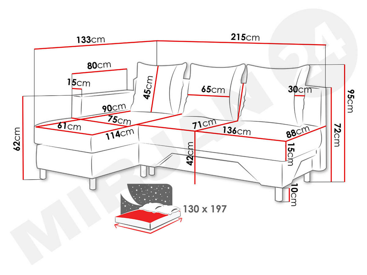 ECKSOFA Tom, Seite: Rechts - Dunkelbraun/Beige, Holz/Kunststoff (215/133cm) - MIRJAN24