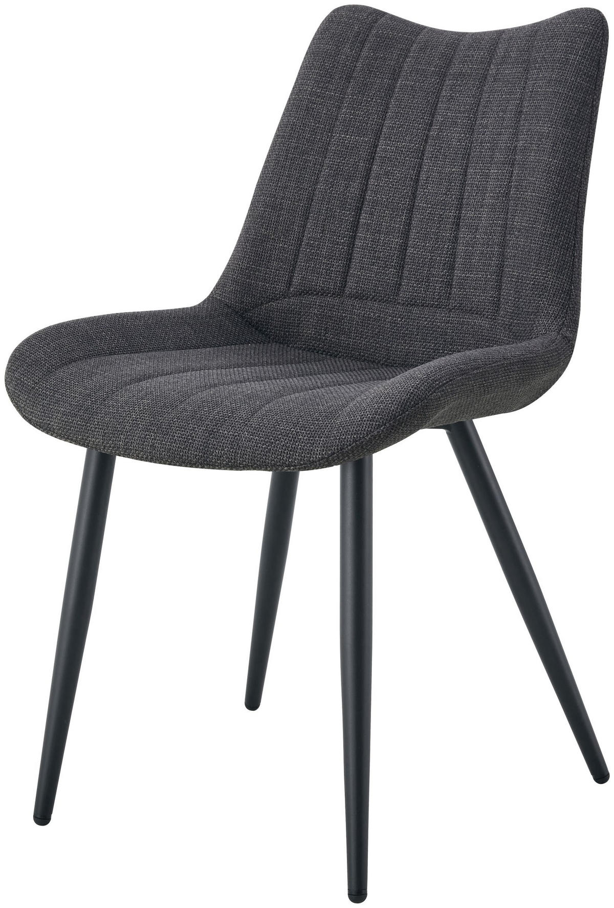 STUHL Lotta anthrazit 2er Set - Anthrazit/Schwarz, Textil/Metall (53/86/59cm) - Xonox