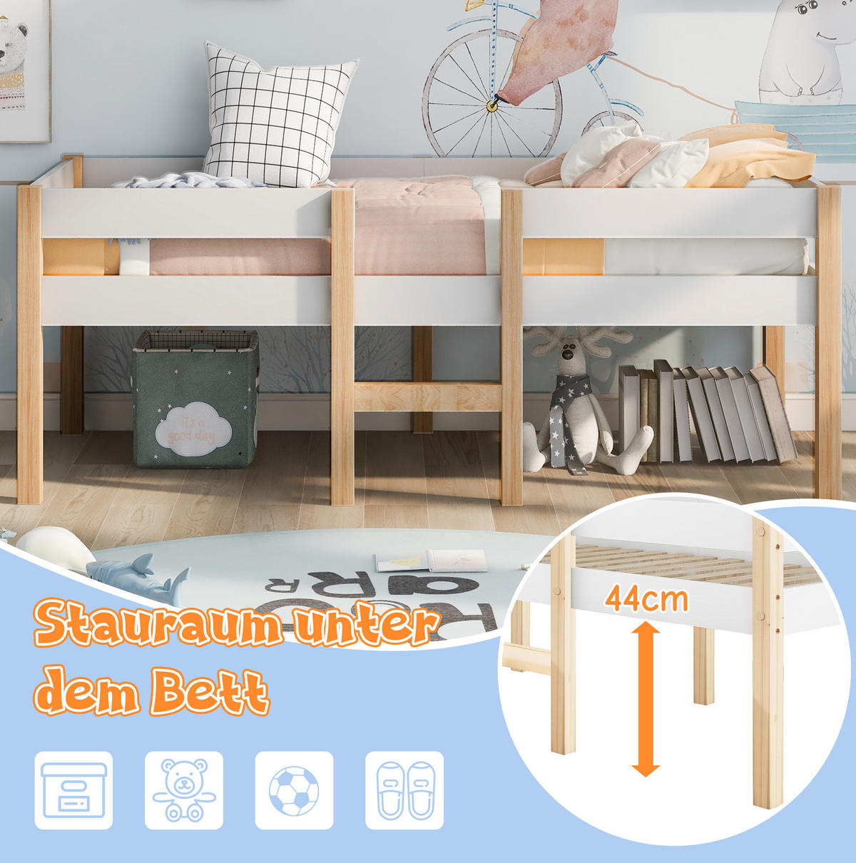 HOCHBETT 90/200 cm Weiß aus Kiefer-Massivholz mit Rausfallschutz - Weiß, Holz (90/200cm) - OKMYHOME