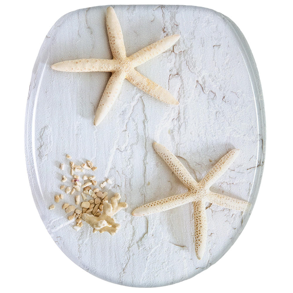 WC-SITZ Seesterne - Grau, Holzwerkstoff (38/6/47cm) - Sanilo