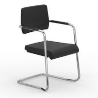 BESUCHERSTUHL V1207 Echtleder Schwarz - ergonomisch, 150 kg belastbar - Schwarz, Leder/Kunststoff (55/86/55cm) - Versee