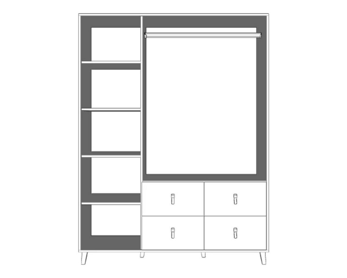 KINDERKLEIDERSCHRANK FAGOT 19 150/201/55 in Weiß Scandi-Still - Weiß, Holzwerkstoff (150/201/55cm) - Deine Möbel 24