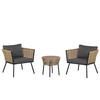 BALKONSET 2-Sitzer Rattan natürlich Auflagen grau Gargano - Braun/Grau, Kunststoff/Textil - Beliani