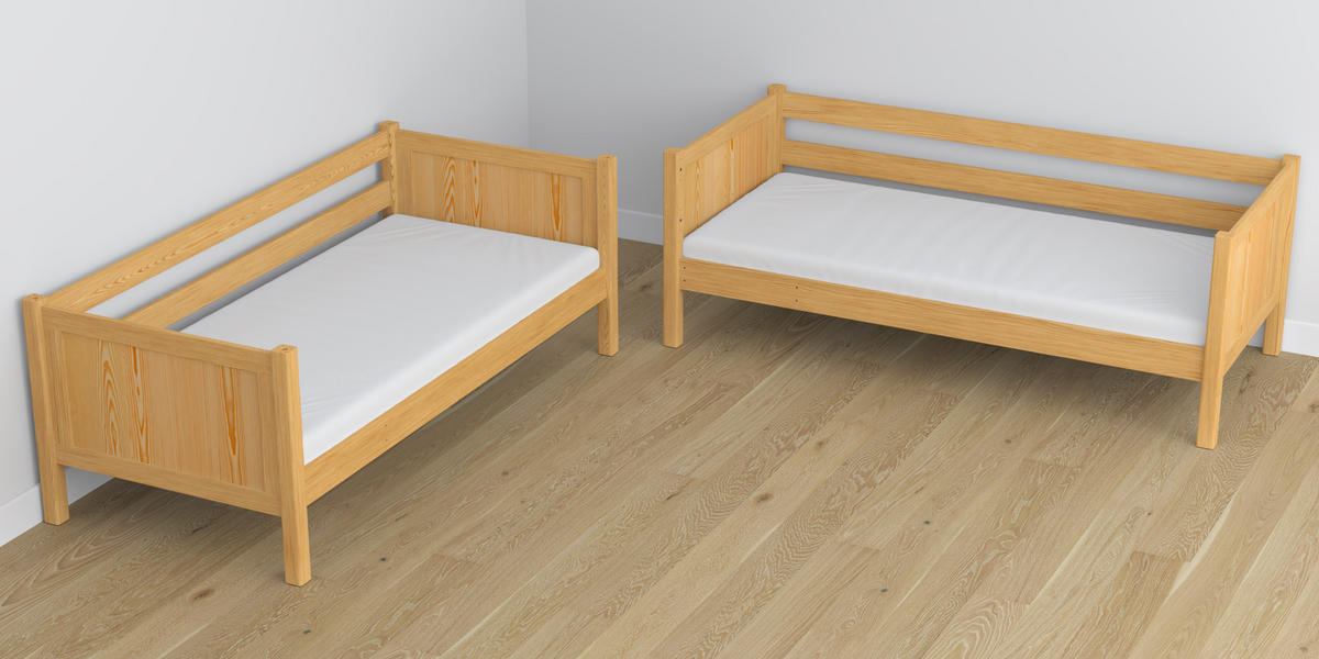 ETAGENBETT N02 mit Matratzenschublade Naturkiefer 90/190 - Hellbraun/Braun, Naturmaterialien/Holz (90/190cm) - N-Wood