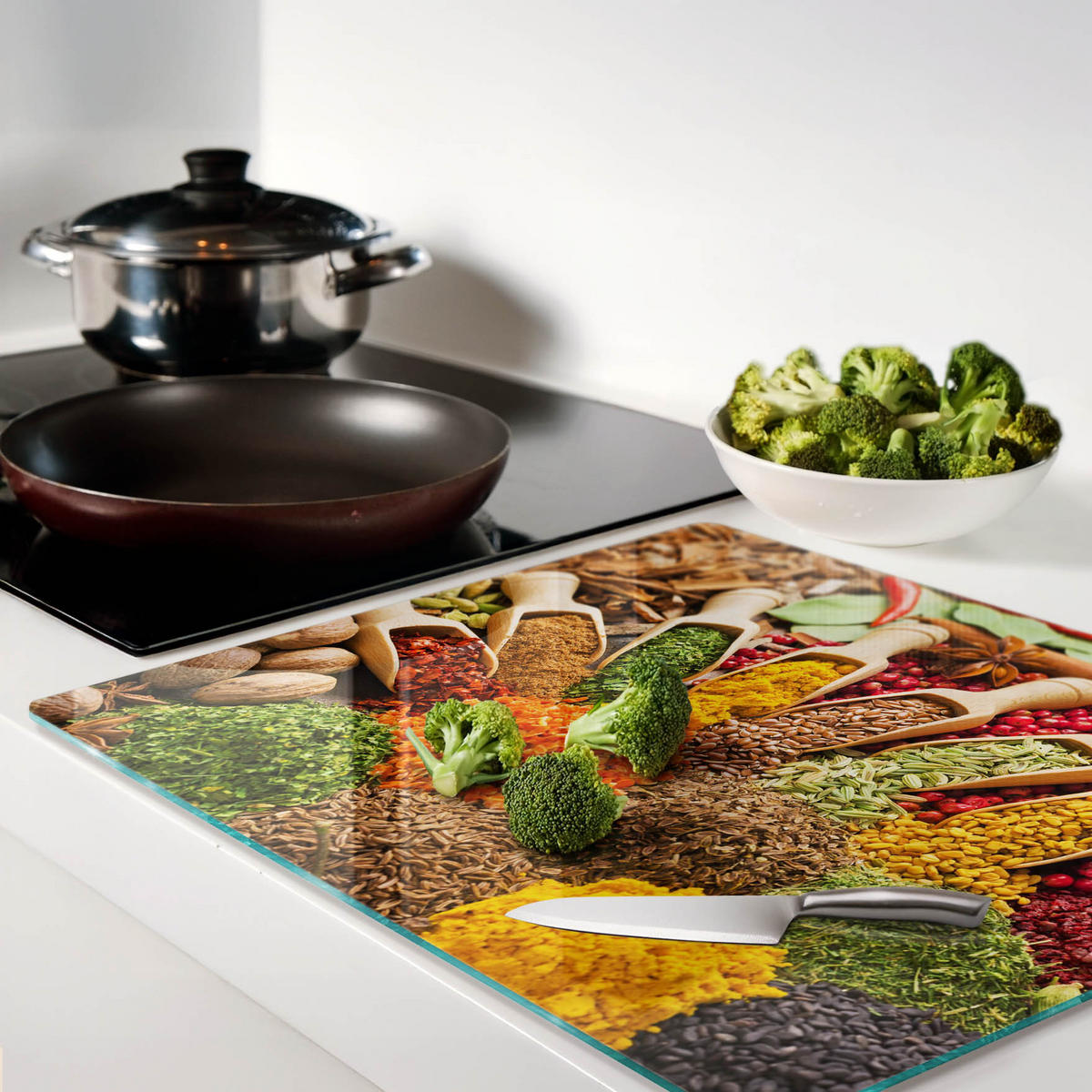 GLASPLATTE 60x52 cm Bunte Gewürze - Multicolor, Glas (60/0.4/52cm) - TULUP