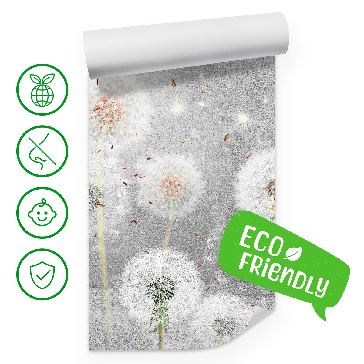 FOTOTAPETE für Schlafzimmer Retro Löwenzahn Beton Minimalistisch 450x315 - Gelb/Weiß, Papier (450/315cm) - Muralo