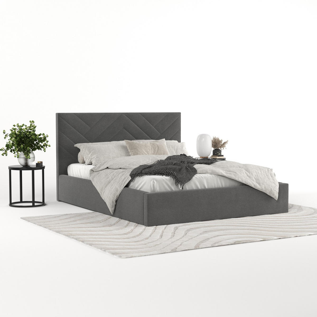 POLSTERBETT Arco 180/200 cm Anthrazit im Asti Stoff - Anthrazit/Schwarz, Holz/Holzwerkstoff (180/200cm) - AltaBeds