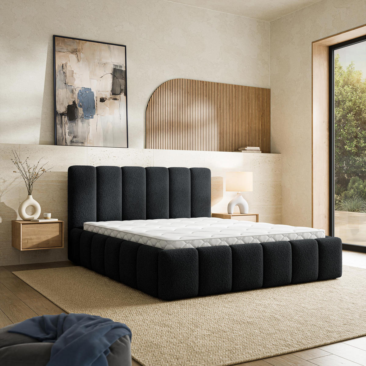 ČALOUNĚNÁ Postel RANIS 160x200 cm Černá - černá, kompozitní dřevo/textil (160/200cm) - MASSENO