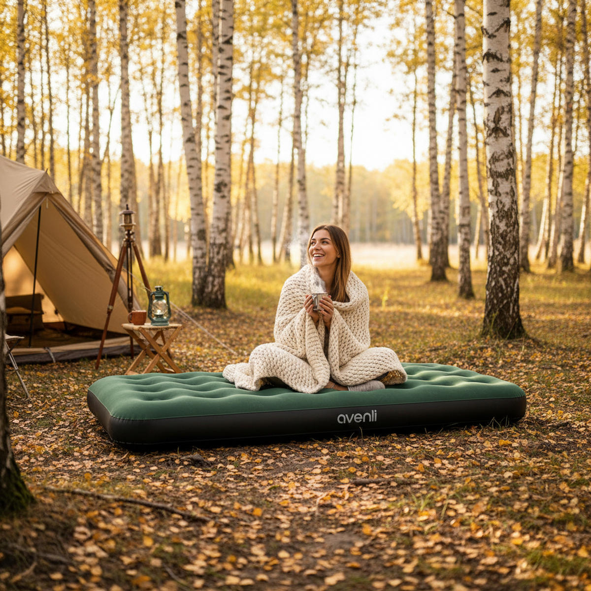 LUFTBETT Luftmatratze 1 Person Camping CloudCoil grün 191x99x22cm - Grün, Kunststoff (99/191cm) - Avenli