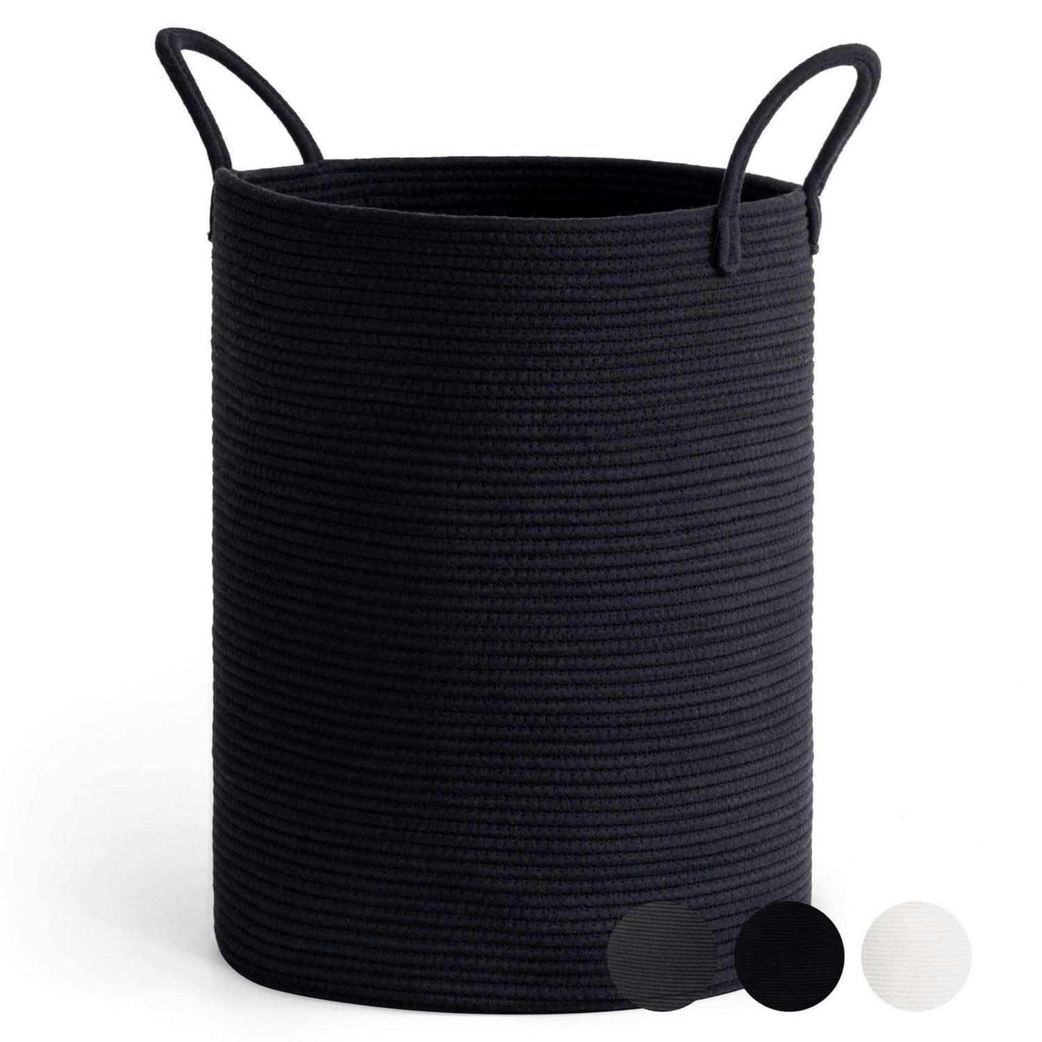 WÄSCHEKORB Baumwollseil Schwarz 38 x 50 cm - Schwarz, Textil (38/51/38cm)