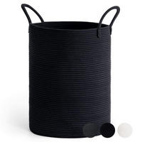 WÄSCHEKORB Baumwollseil Schwarz 38 x 50 cm - Schwarz, Textil (38/51/38cm)