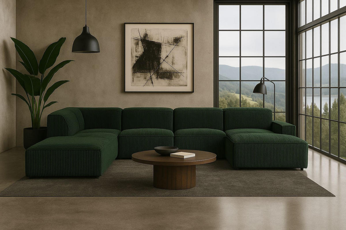 ECKSOFA Cursal V, Stoff Poso, Grün, Links - Grün, Holz (364/262cm) - Kaiser Möbel