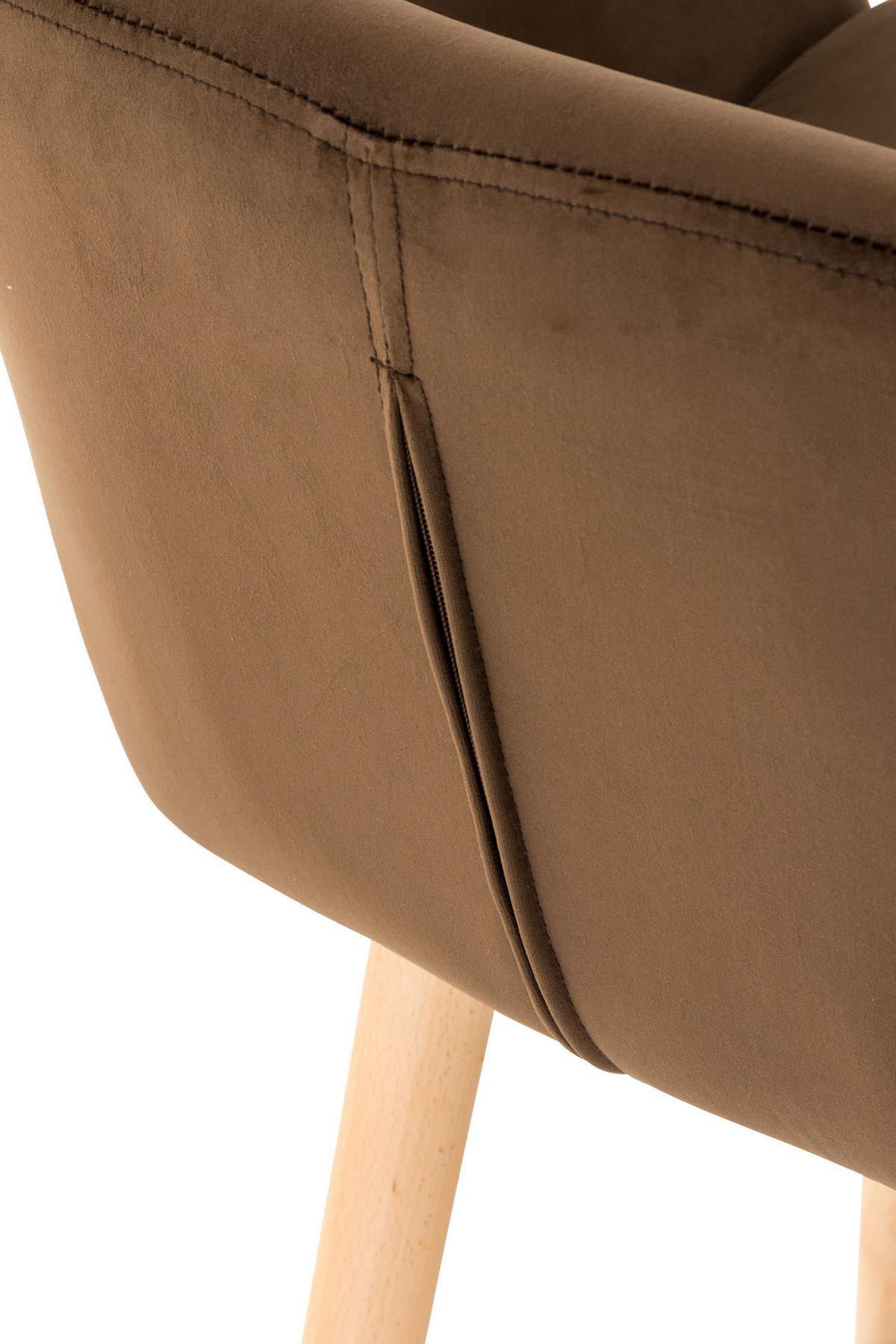 BARHOCKER 2er Set Samt braun - Eukalyptusholzfarben/Braun, Holz/Textil (51/101/50cm) - CLP