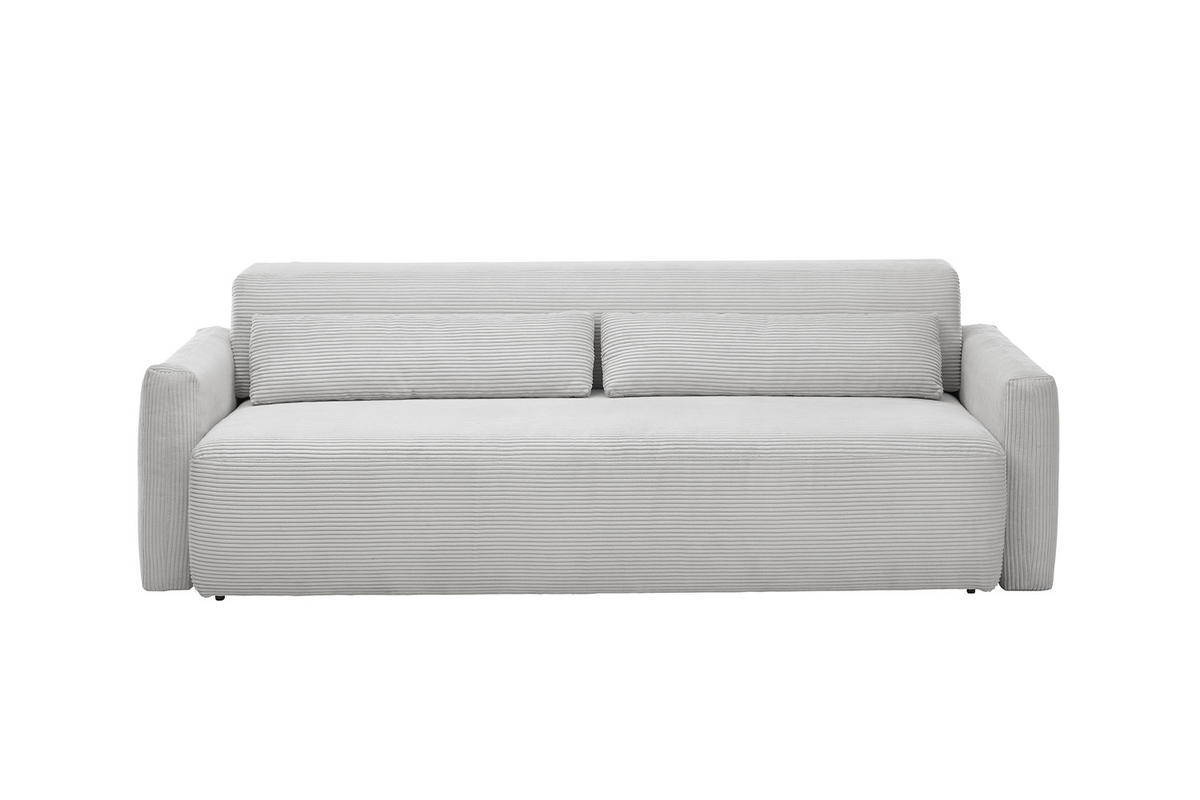 SCHLAFSOFA NEO Hellgrau Cord - Hellgrau/Schwarz, Kunststoff/Textil (233/75/108cm) - KAWOLA