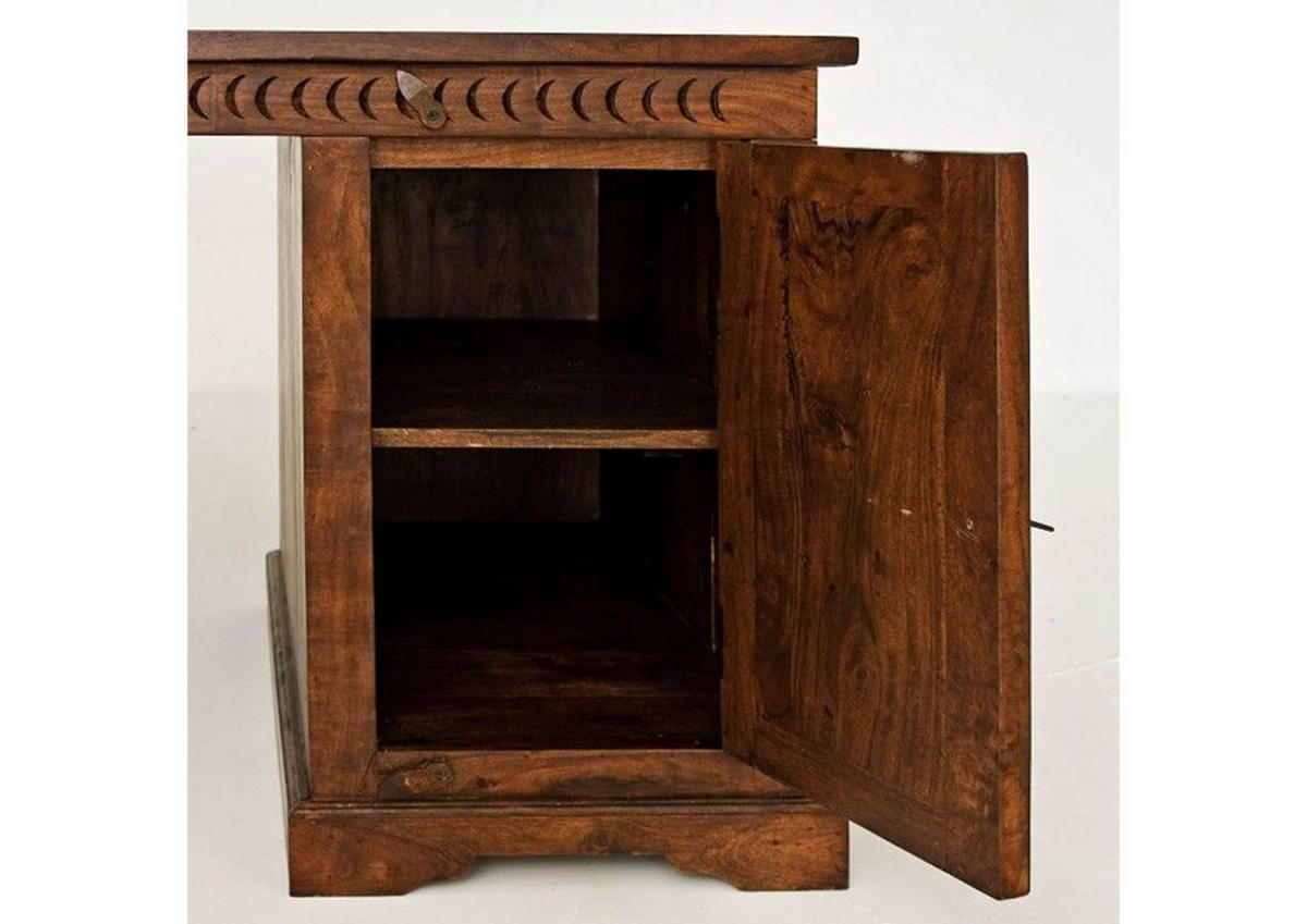 SCHREIBTISCH Akazie 150x85x76 nougat lackiert OXFORD #420 - Dunkelbraun, Holz (85/150/76cm) - Massivmoebel24