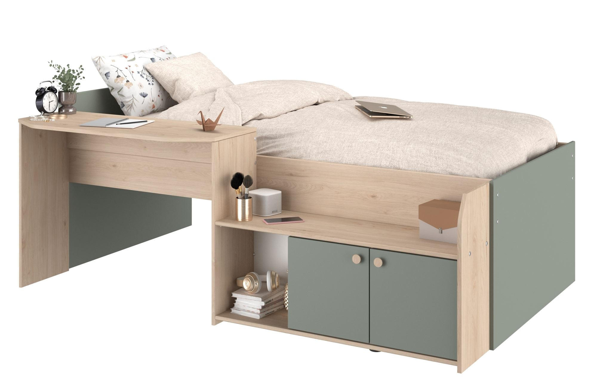 HOCHBETT halbhoch Parisot Jade 90x200 Holznachbildung Grün/Eiche - Eichefarben/Grün, Kunststoff (90/200cm) - 58aufmkessel