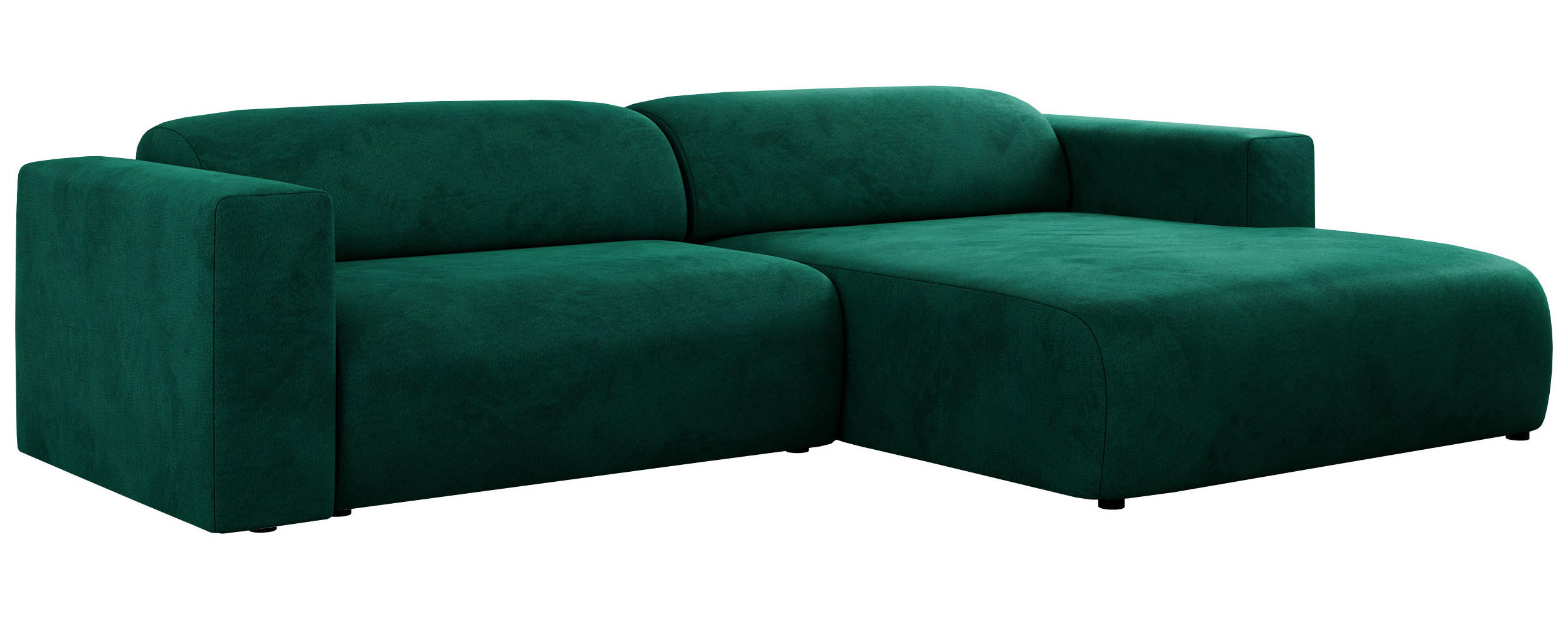 ECKSOFA PASADENA Dunkelgrün Velvet - Rechts Seite - Dunkelgrün/Schwarz, Kunststoff/Textil (180/288cm) - MKS