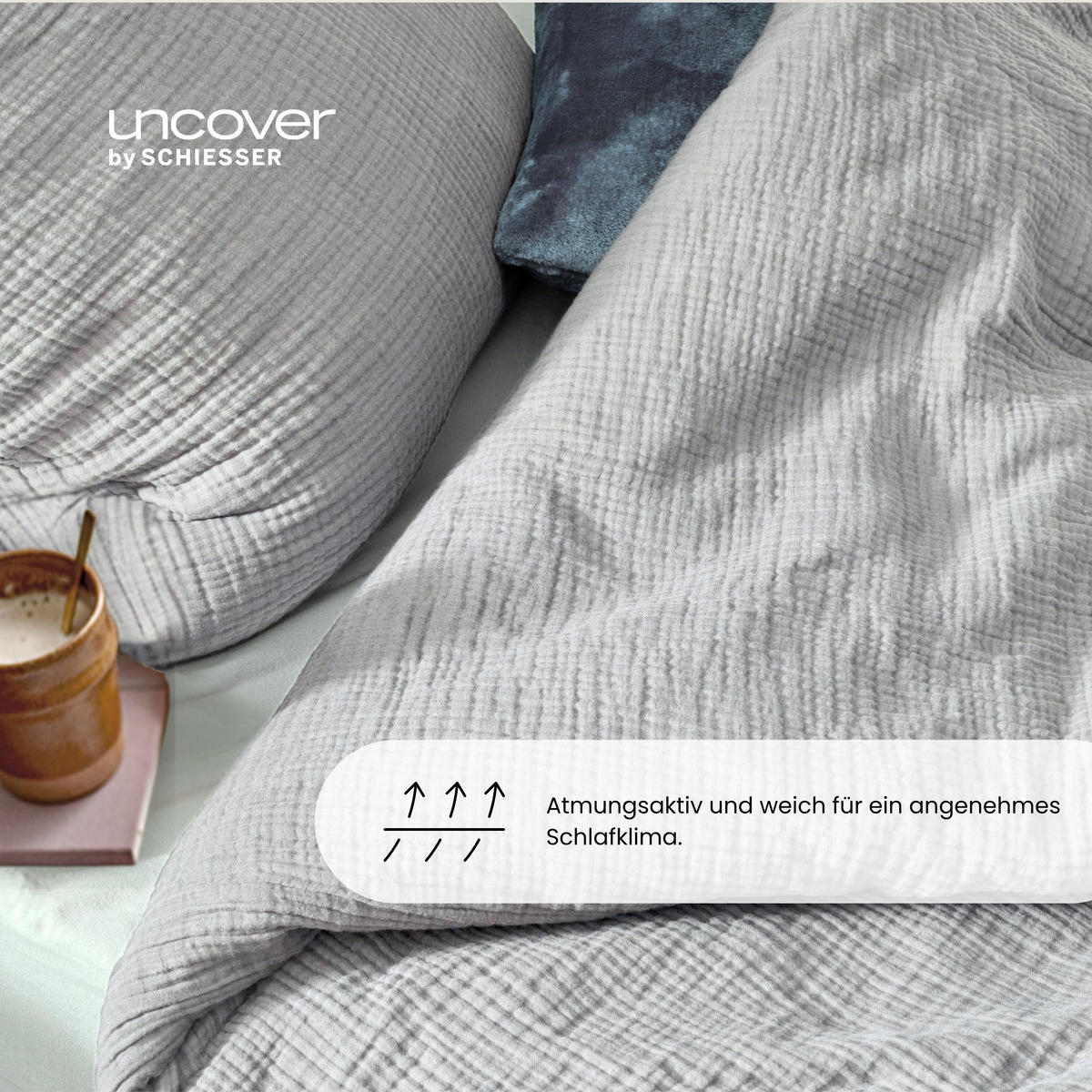 BETTWÄSCHESET Lennox - Musselin - 2-teilig - 135x200cm - Hellgrau - Hellgrau, Textil (135/200cm) - Uncover by Schiesser