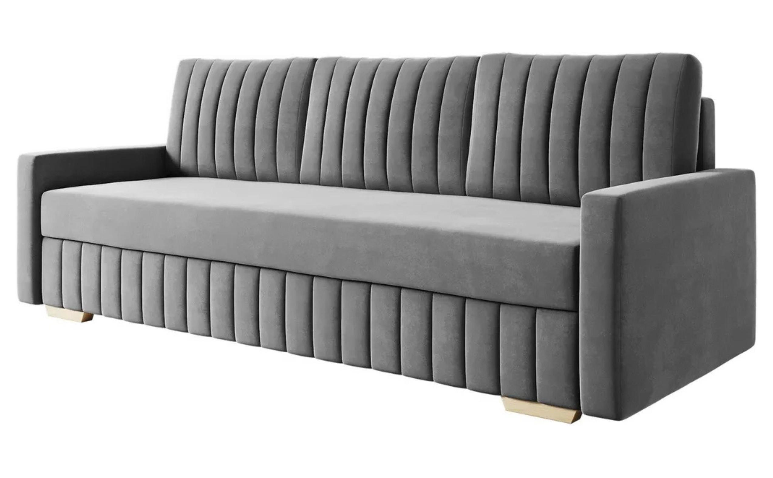 SCHLAFSOFA BELLA Sofa mit Schlaffunktion und Bettkasten, Frabe: Grau, Veloursstoff - Grau, Textil (217/92/52cm) - Sepro Meble