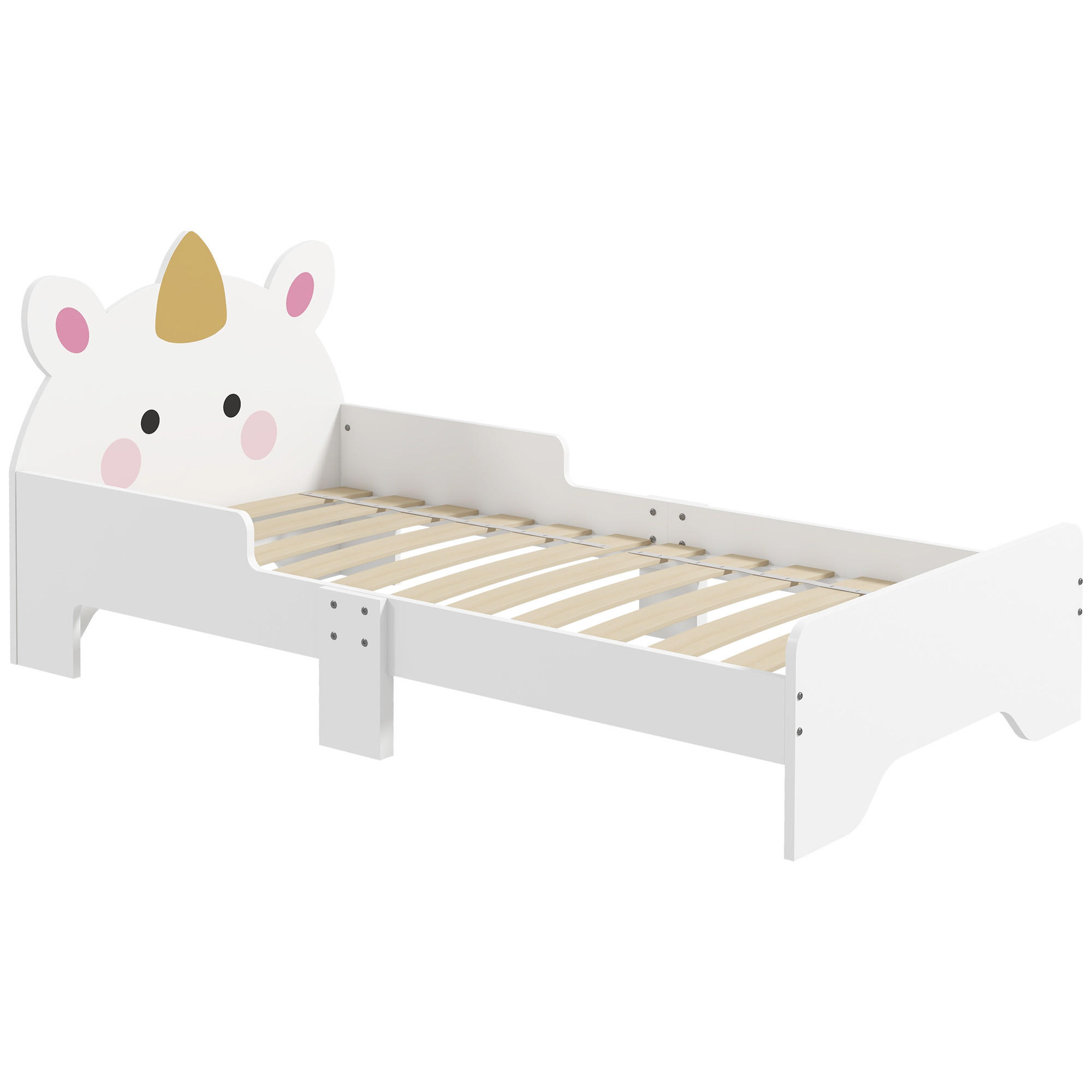 KINDERBETT 140x70 cm DE-14553 mit Einhorn-Design, inkl. Lattenrost Rosa - Weiß, Holzwerkstoff (70/140cm) - ComfortXL