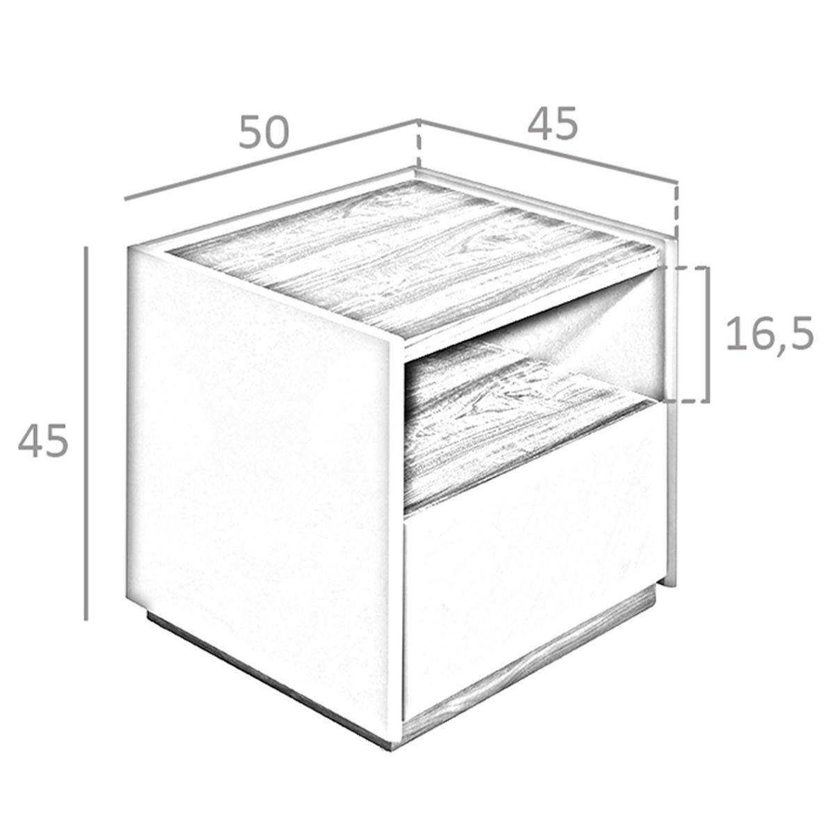 NACHTTISCH aus grauem Holz und Walnuss - Multicolor/Braun, Holz/Holzwerkstoff (50/45/45cm) - ANGEL CERDA