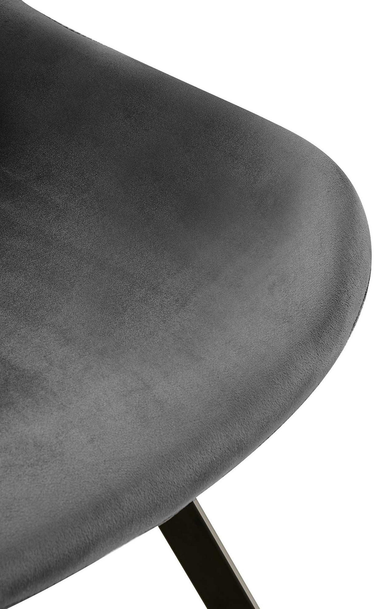 STUHL Samt dunkelgrau - Dunkelgrau/Schwarz, Textil/Metall (53/89/59cm) - CLP