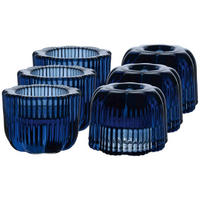 2IN1-KERZENSTÄNDER Fleur blau ø 6,3 cm 6er Set - Blau, Glas (6.3/4.5/6.3cm) - Villeroy & Boch