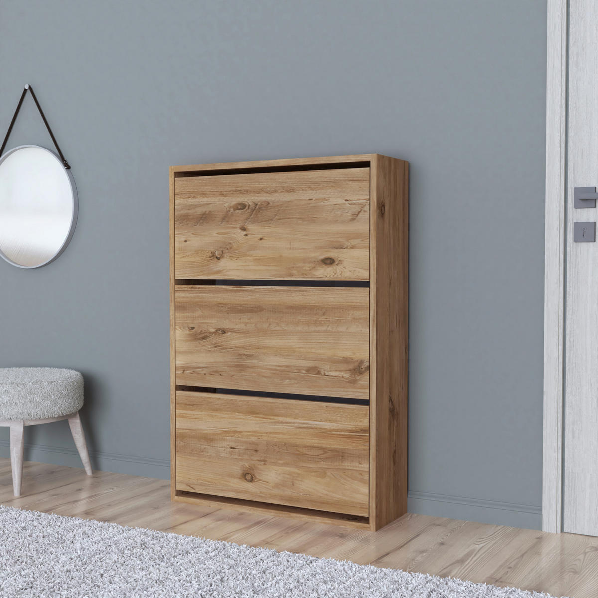 SCHUHKIPPER Aurskog - Eichefarben, Holzwerkstoff (73.5/110/24cm) - [en.casa]