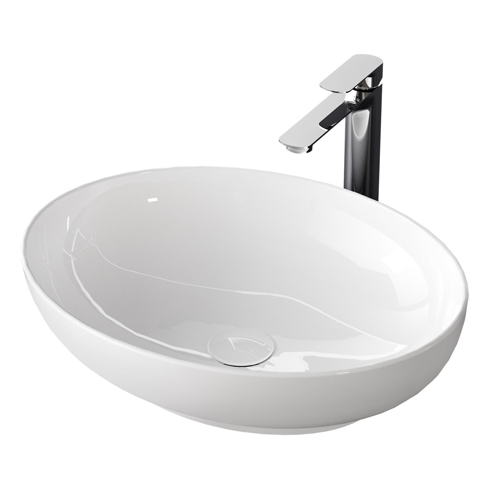 WASCHBECKEN Oval Keramik Weiß glänzend - Weiß, Keramik (39.5/13/52cm) - EMKE