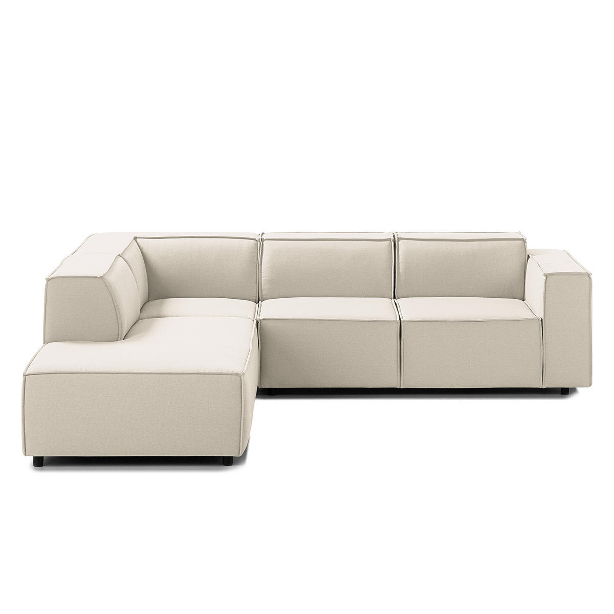 ECKSOFA mit Ottomane - Schwarz/Weiß, Kunststoff/Textil (260/234cm) - home24