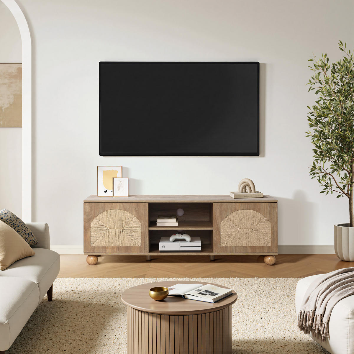 LOWBOARD TV-Schrank Retro, Holz | B140 x T40 x H48 cm - Braun, Holzwerkstoff (140/48/40cm) - Hometopia