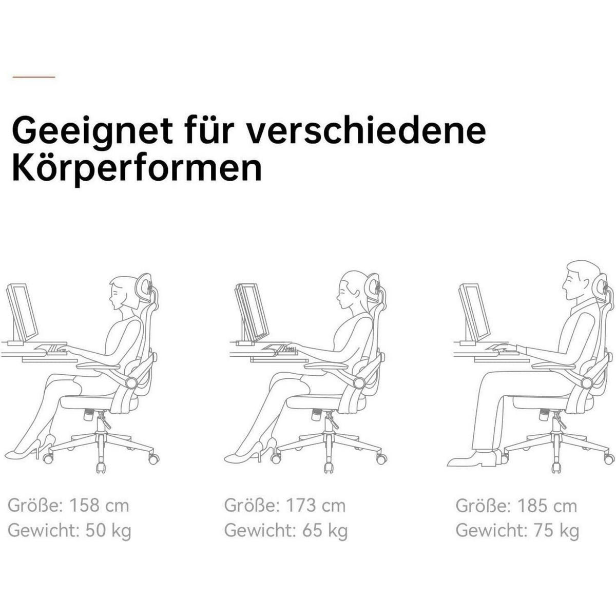BÜROSTUHL M102C Ergonomisch mit Lendenwirbelstütze Schwarz - Schwarz, Textil (65/126/75cm)