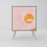 SIDEBOARD LUMINOUS SUNLIGHT, Grau, 57,5x42x77,5 cm, Schräge Buchenholzfüße - Buchefarben/Multicolor, Holzwerkstoff/Buchenholz (57.5/77.5/42cm) - SpaceRebels