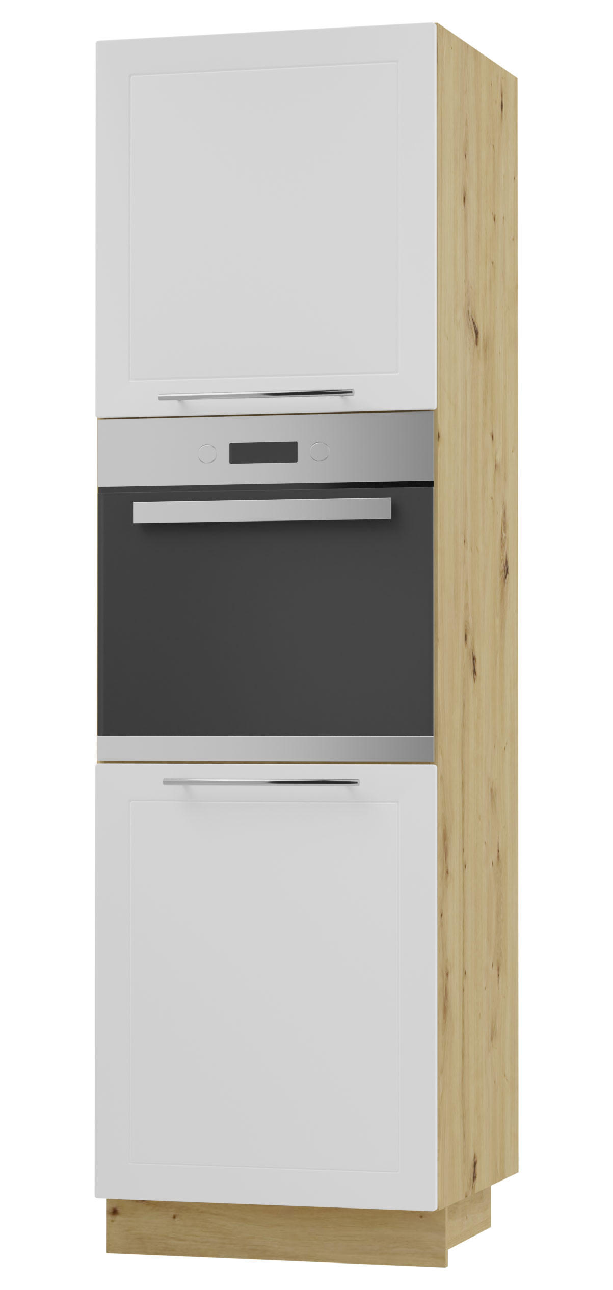 Feldmann-Wohnen Backofenhochschrank Weiß, Eiche Artisan 60x207x59 cm