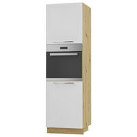 BACKOFENHOCHSCHRANK Kvantum D14/RU/2D Weiß Matt / Eiche Artisan Matt 60 / 59 / 207cm - Eiche Artisan/Weiß, Holz/Holzwerkstoff (60/207/59cm) - Feldmann-Wohnen