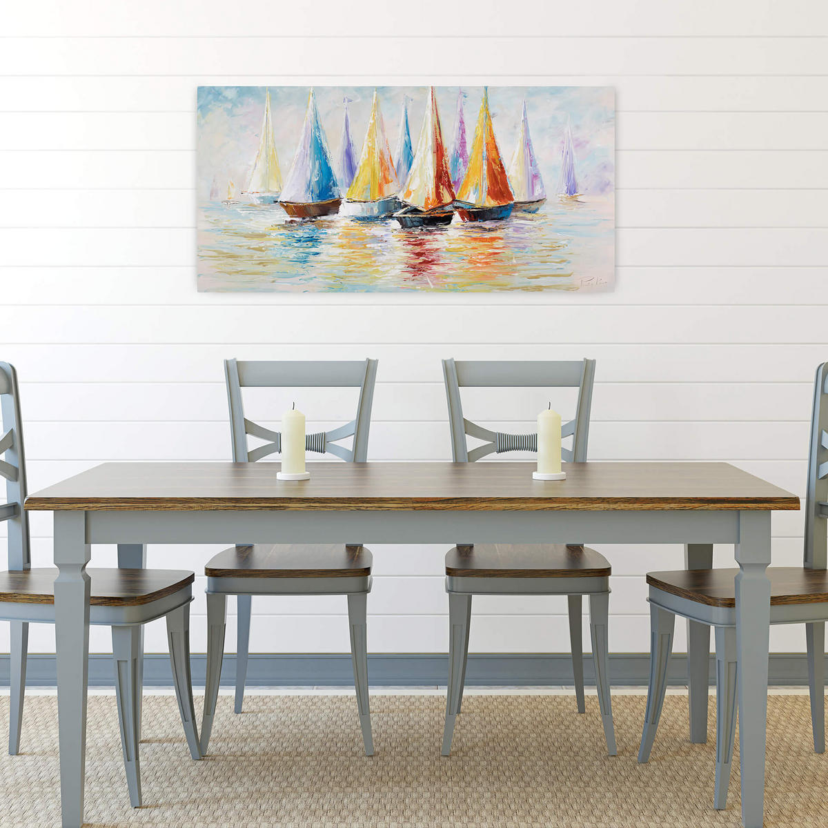 ÖLGEMÄLDE 120/60 cm - Multicolor/Weiß, Holz/Textil (1.6/60cm) - KUNSTLOFT