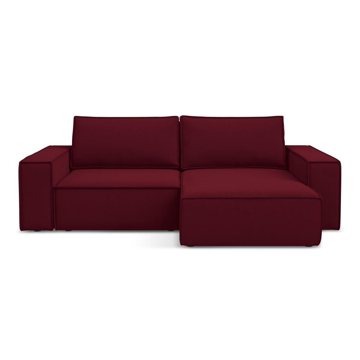 ECKSOFA mit Schlaffunktion Samt Stoff Rot - Bordeaux/Rot, Kunststoff/Textil (257/148cm) - LaMiaSofa