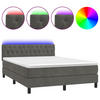 BOXSPRINGBETT mit Matratze und LED, 78/88 cm Kopfteil, 140/200 cm aus Samt, Dunkelgrau - Dunkelgrau, Textil - vidaXL
