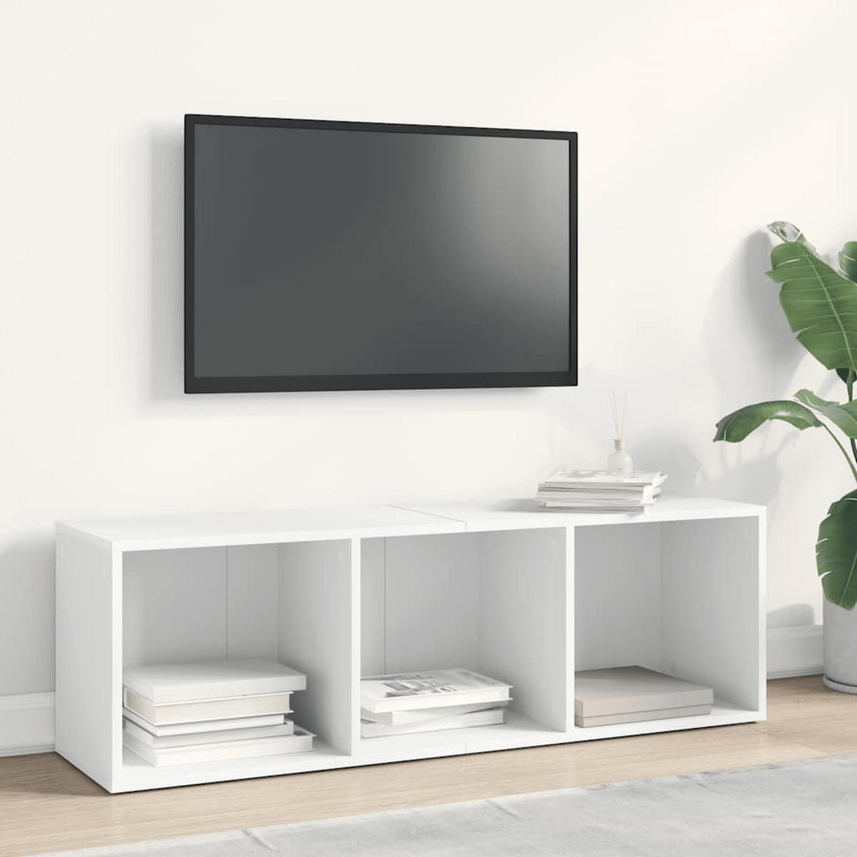 BÜCHERREGAL mit 3 Fächern 36/30/114 cm aus Holzwerkstoff Weiß - Weiß, Holz (36/114/30cm) - vidaXL