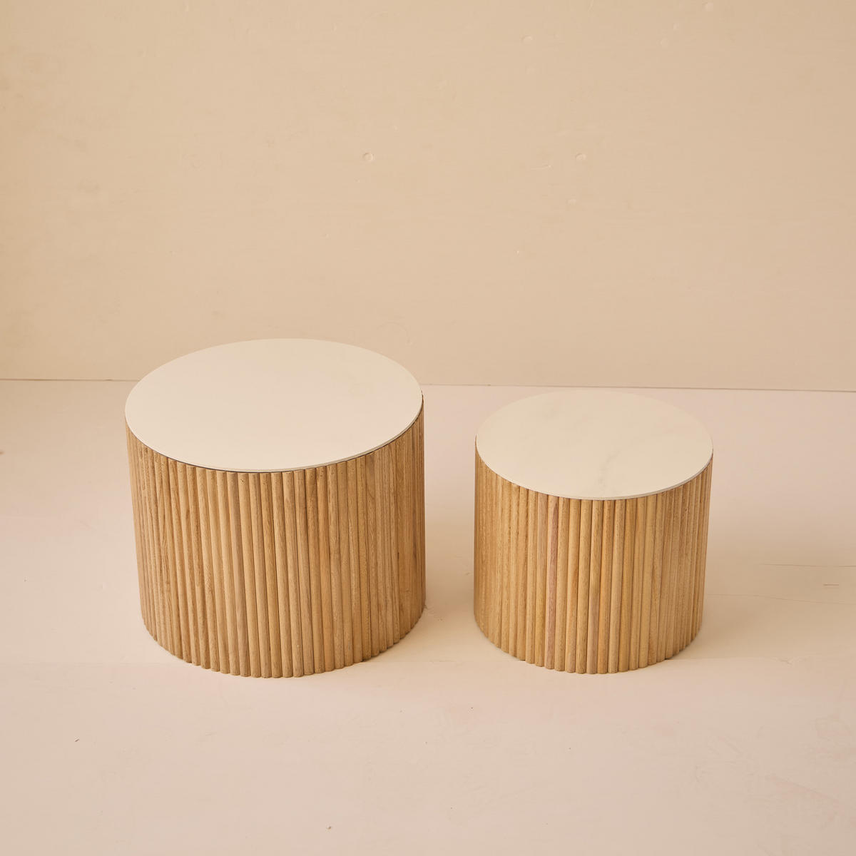 COUCHTISCH (2er set) Rund Braun 50 x 50 x 39 cm - Braun, Holz (50/50/38.5cm) - Nordlys