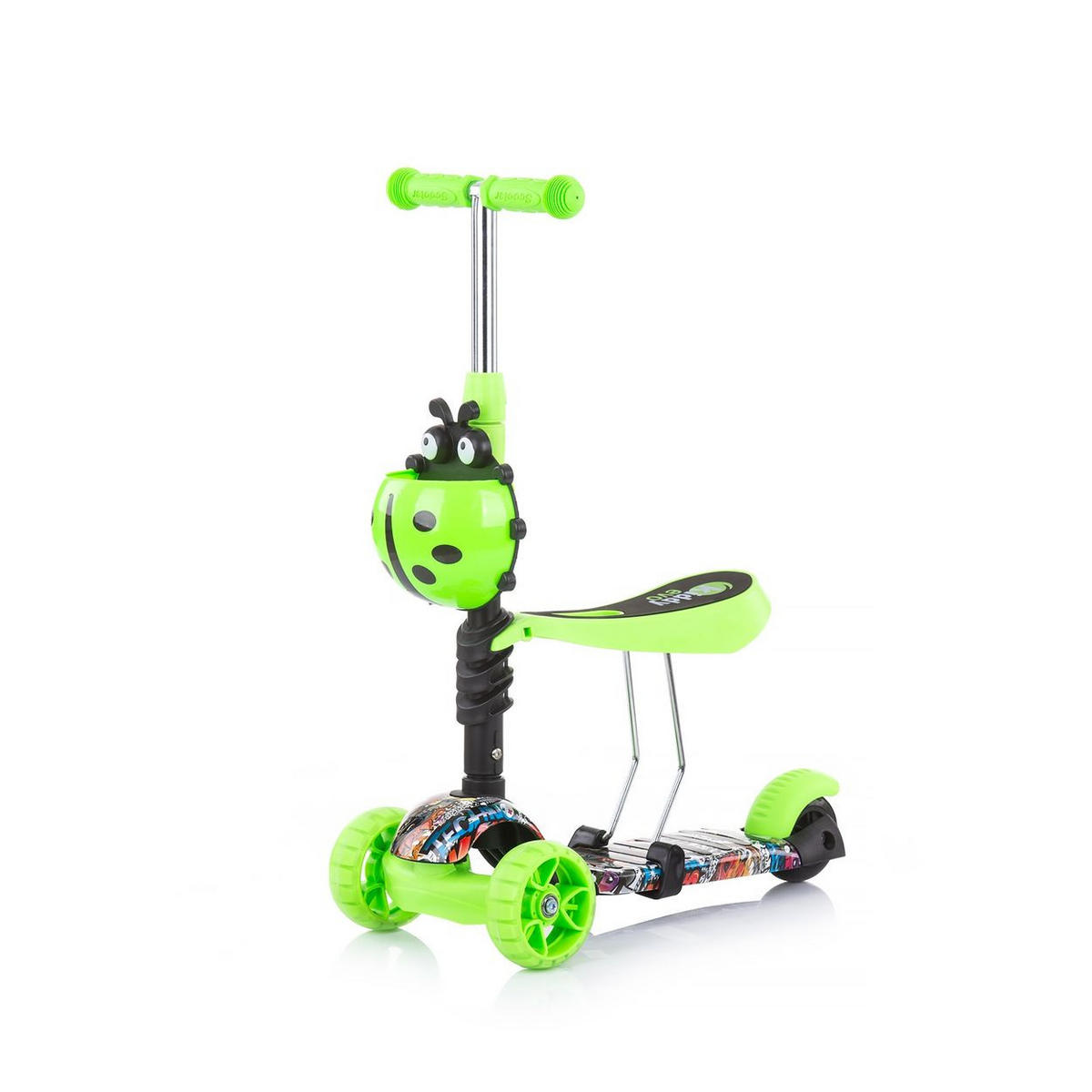 ROLLER Rutscher Kiddy 2 in 1 hellgrün Höhe einstellbar 3 Räder mit Licht - Grün, Kunststoff (56/15/27cm) - Chipolino