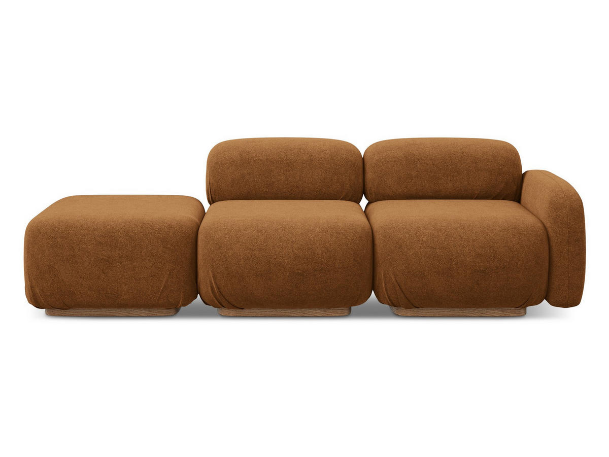 3-SITZER SOFA Bouclé Stoff Orange - Pink/Terra cotta, Holz/Textil (258/73/95cm) - Makamii