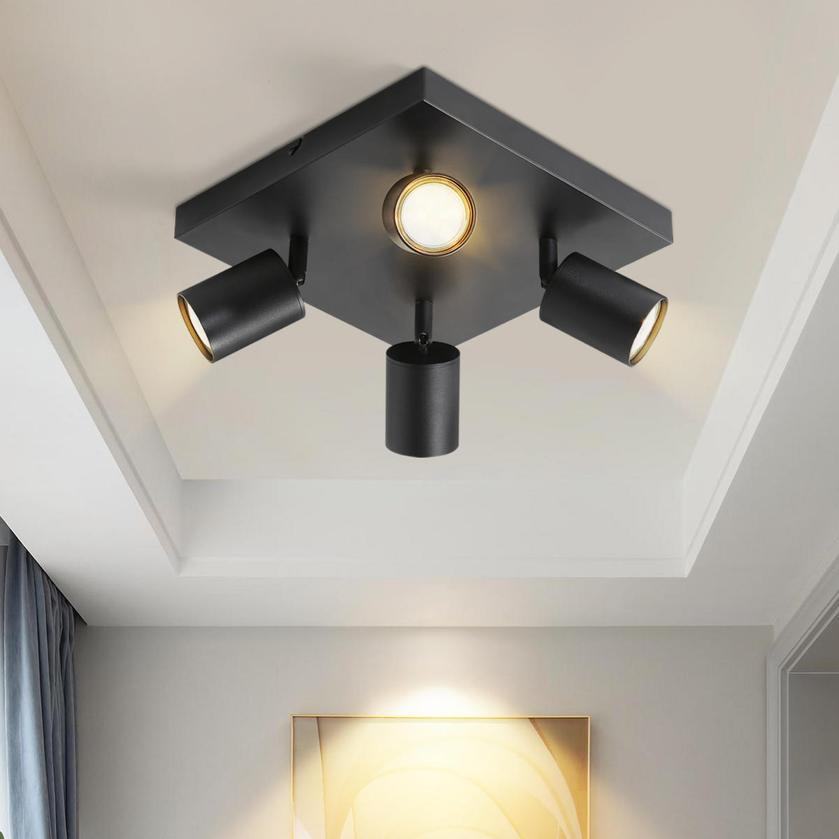 STRAHLER Harold 4-flammig 25/25/14 cm - Schwarz, Metall (25/25/14cm) - Nettlife