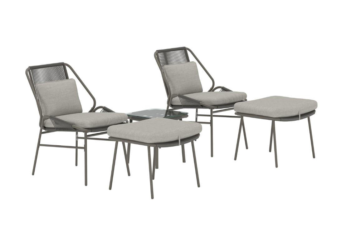 LOUNGE-SET, Zakynthos, Braun, Stahl, 45 x 45 x 45 cm, 5-teilig - Braun, Metall - ebuy24