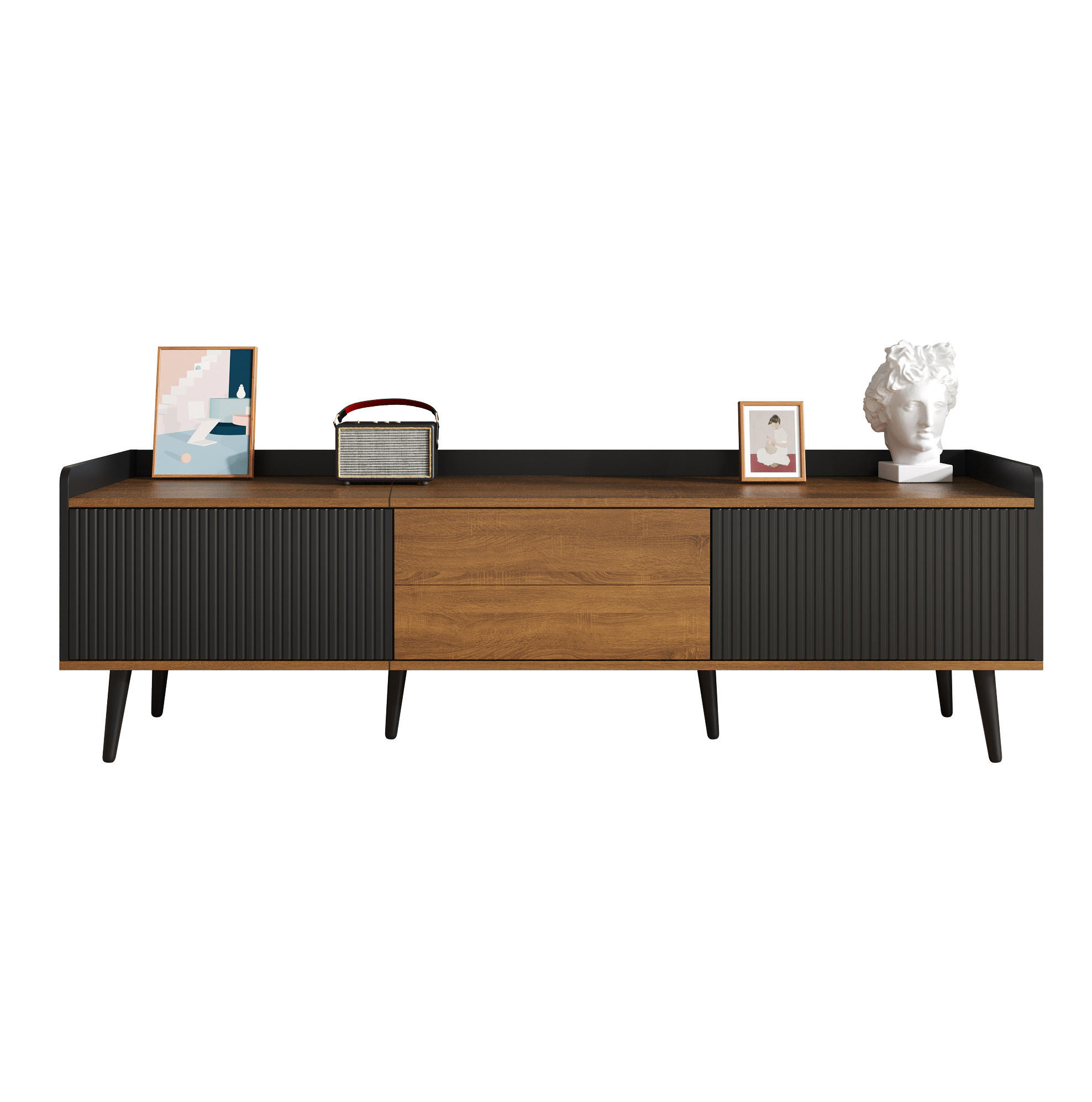 TV-SCHRANK 3-türig 160 cm Schwarz Natur - Schwarz, Holzwerkstoff (39/49.5/160cm) - Beauniv