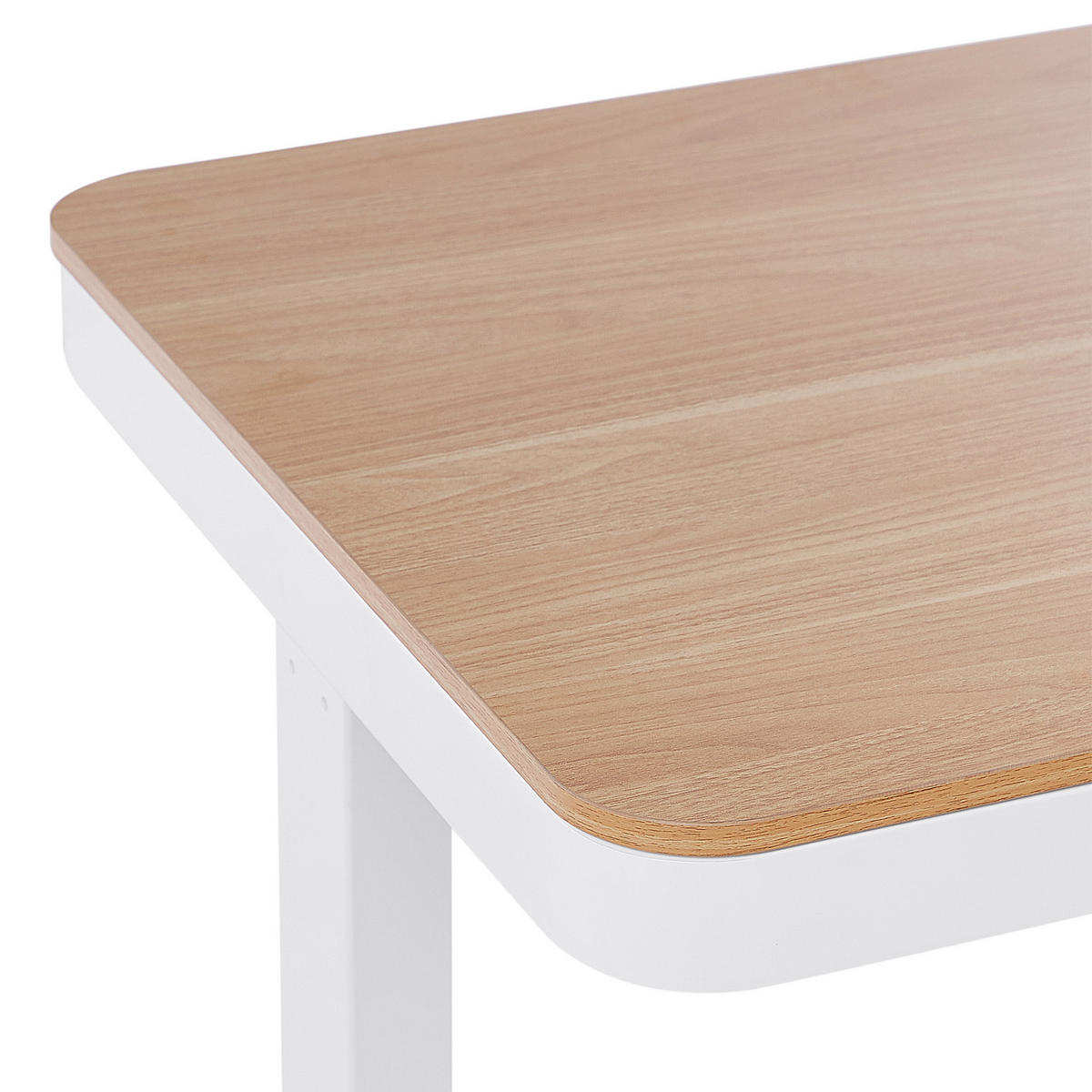SCHREIBTISCH 120x60 cm elektrisch Weiß/Heller Holzfarbton Kenly - Hellbraun/Weiß, Holzwerkstoff (60/120/72cm) - Beliani
