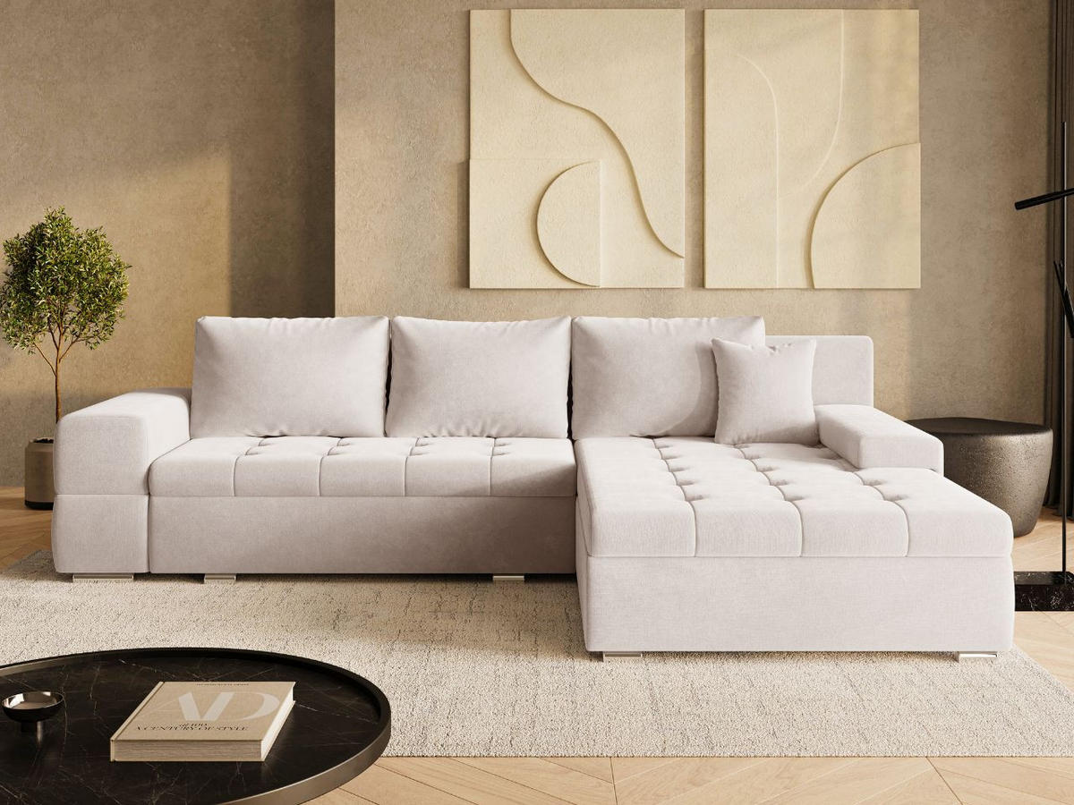 ECKSOFA Sonia Beige - Beige/Silberfarben, Holz/Textil (310/210cm) - Graingold