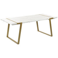 ESSTISCH 200/90/76 cm Weiß, Goldfarben Rechteckig Martynika - Weiß, Holzwerkstoff (200/90/76cm) - Beliani