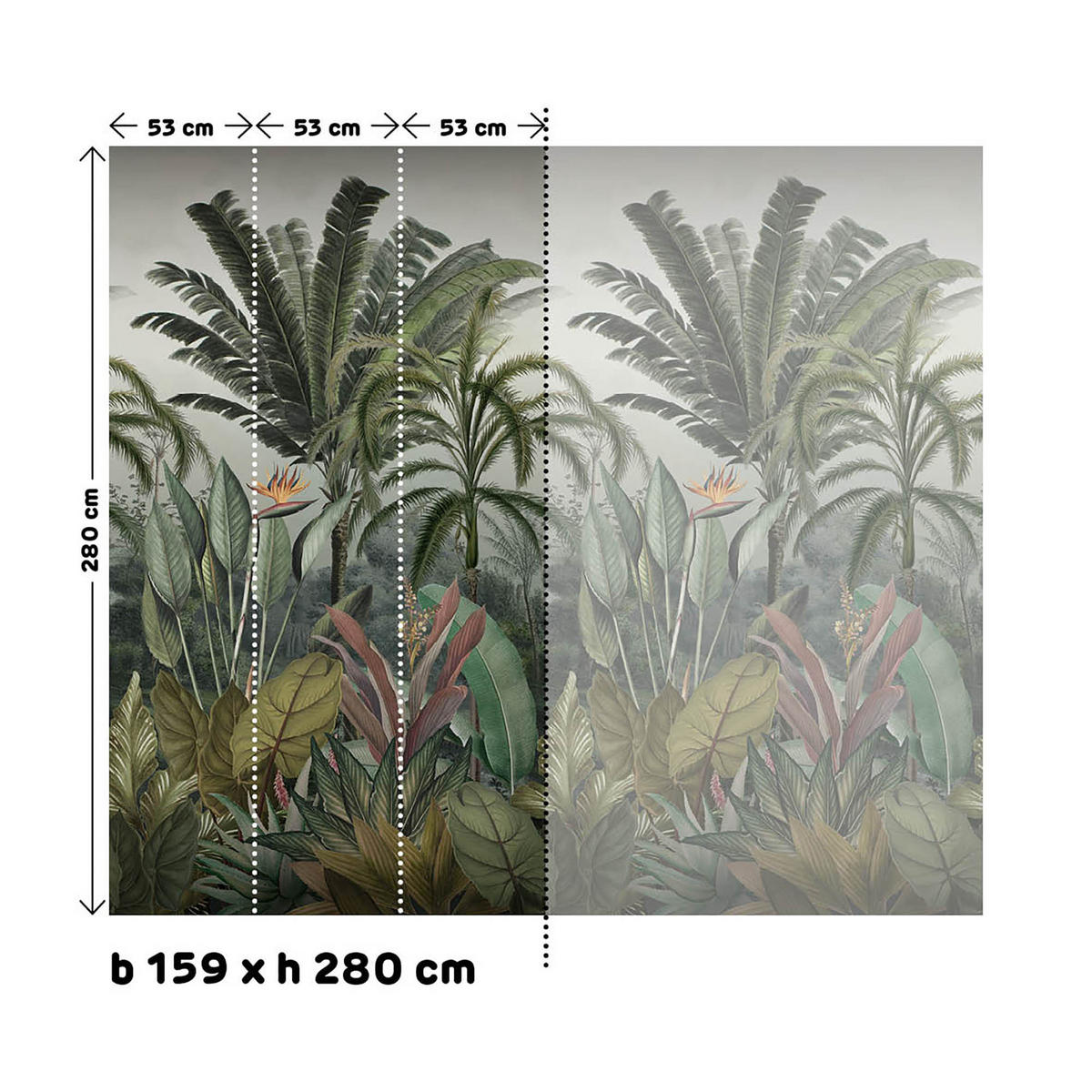 FOTOTAPETE Tropisches Paradies 280x159cm - Grün, Papier/Kunststoff (159/1cm) - Sublime