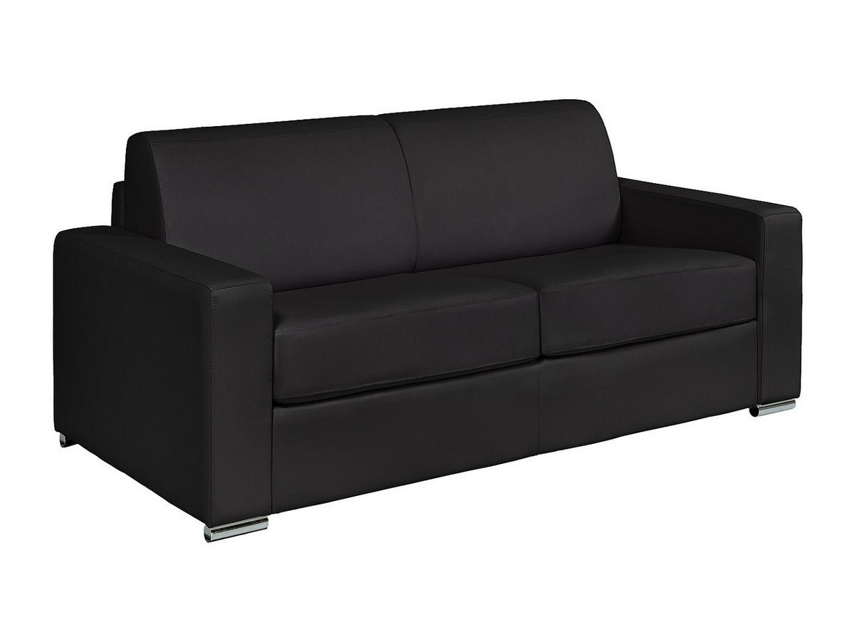 SCHLAFSOFA - 3 Personen - Leder - Schwarz - - Schwarz, Leder (194/99/223cm) - Vente-Unique